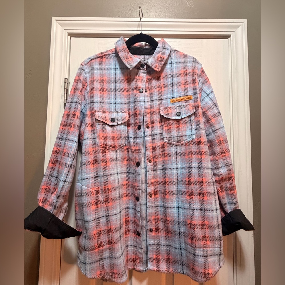Simply Southern Plaid Jacket - Pink Blue and Black